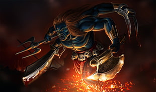 game character digital wallpaper, abstract, Shiva, weapon, angry HD wallpaper