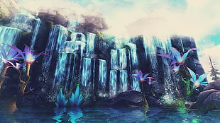 waterfalls digital wallpaper, video games, Perfect World