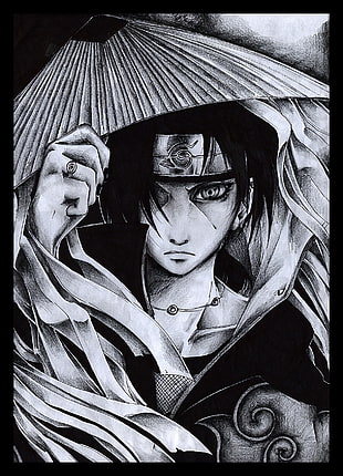 Uchiha Itachi illustration, Naruto Shippuuden, Uchiha Itachi, Akatsuki, drawing