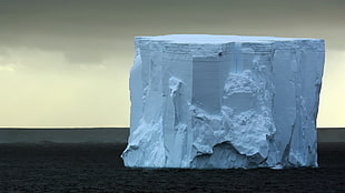 white iceberg illustration, sea, Arctic, iceberg, nature HD wallpaper