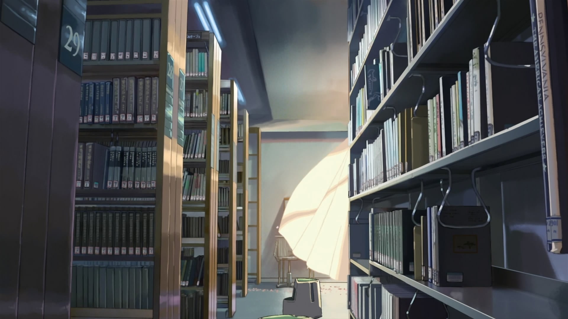 Download wallpaper 1600x900 girl schoolgirl books library anime  widescreen 169 hd background
