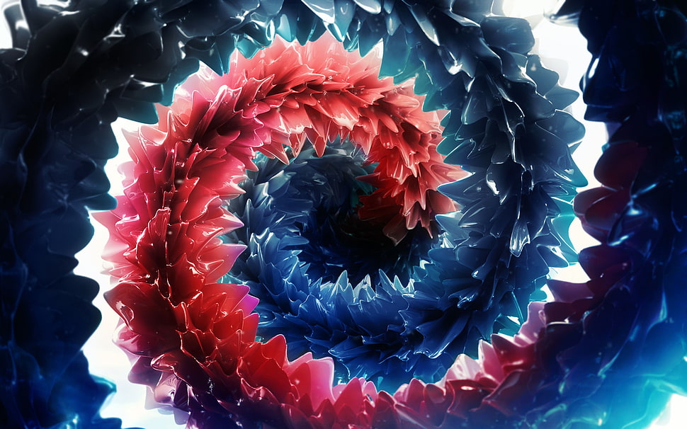red and black spiral digital wallpaper, abstract, spiral HD wallpaper