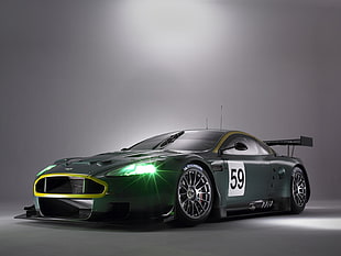 green sports coupe HD wallpaper
