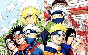 Naruto characters collage, Naruto Shippuuden, Hatake Kakashi, Uzumaki Naruto, Haruno Sakura HD wallpaper