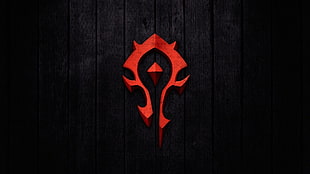 red and black logo,  World of Warcraft, horde, logo, video games