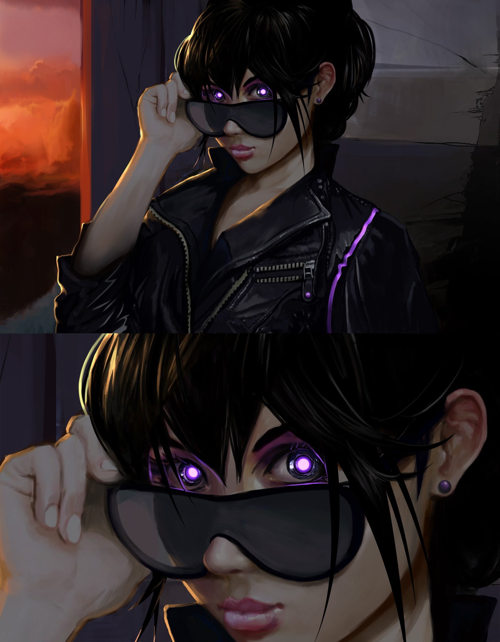 female character illustration, cyberpunk, futuristic