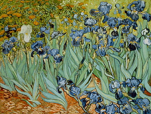 blue and green floral painting, Vincent van Gogh, classic art, painting HD wallpaper