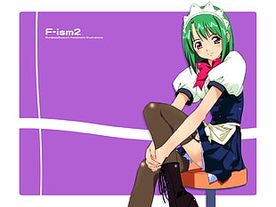 F-ism2 character with anime woman with green hair HD wallpaper