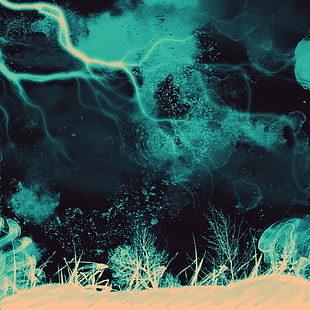 green digital wallpaper, artwork
