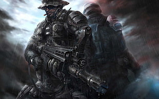 game wallpaper, soldier, men, weapon, artwork