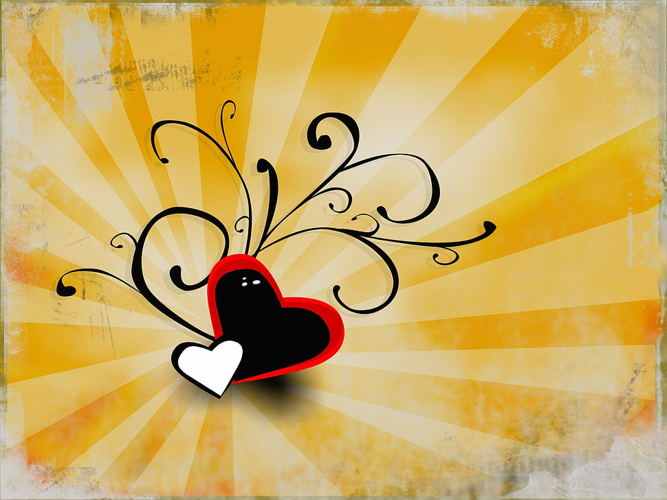 red and black heart illustration HD wallpaper