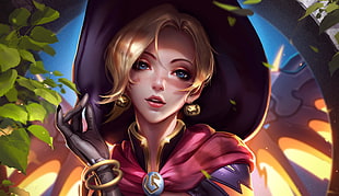 female character wallpaper, video games, Overwatch, Mercy (Overwatch), Witch Mercy