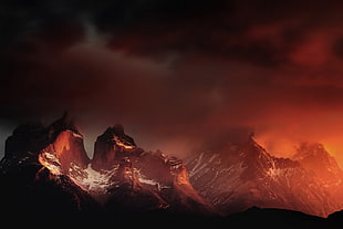 brown mountain, Torres del Paine, Chile, mountains, clouds