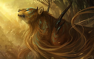 brown monster lion art HD wallpaper