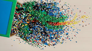 assorted-color plastic building toy lot, artwork, LEGO