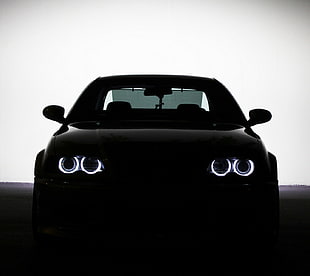 black car, BMW M3 E46, Angel Eyes, car, E-46 HD wallpaper