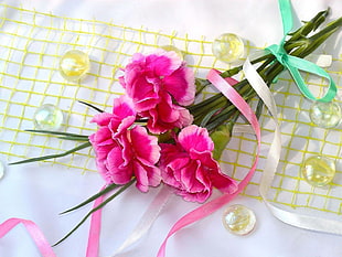 pink and green flowers HD wallpaper