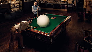 black and green billiard table, artwork, billiards, men, humor