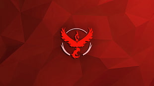 red phoenix logo, Team Valor , poly, red, Pokémon
