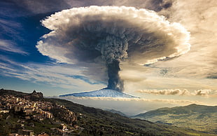volcano eruption, volcano, eruptions, nature, landscape HD wallpaper