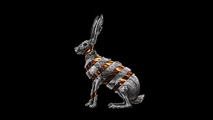 gold-colored and gray rabbit illustration, rabbits, album covers HD wallpaper