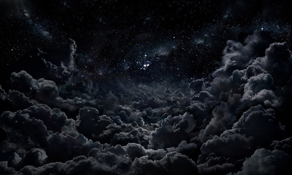 photo of nimbus clouds during nighttime HD wallpaper