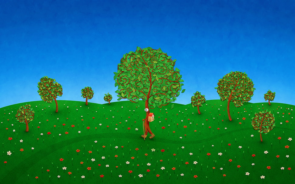 person under tree graphic artwork HD wallpaper
