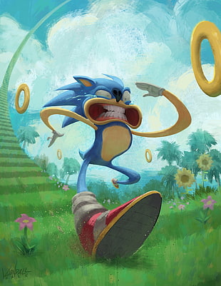 Sonic 3D illustration HD wallpaper