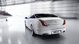 white sedan, Jaguar XJ, white cars, Jaguar, car HD wallpaper