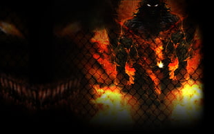 silhouette of burning monster