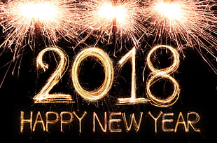 2018 Happy New Year long-exposure photo HD wallpaper