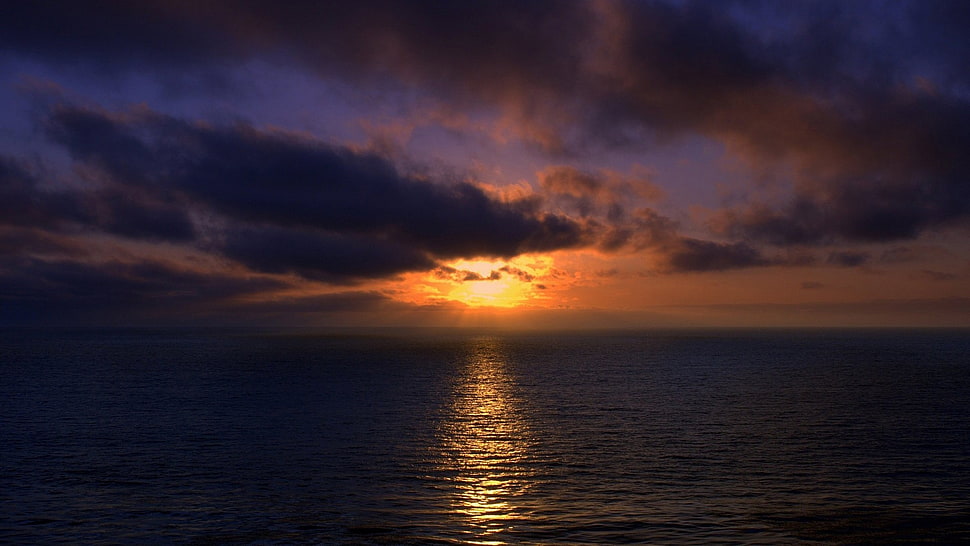 body of water, landscape, sunset, sea, clouds HD wallpaper