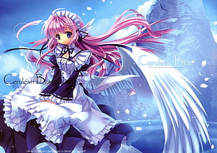 pink haired and black eyes animated character HD wallpaper