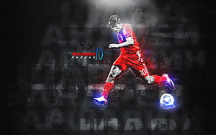 soccer player wearing red jersey HD wallpaper