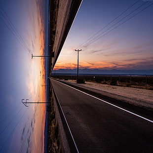 road beside the desert during sunset HD wallpaper
