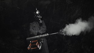 black gas mask, gas masks, helmet, soldier HD wallpaper