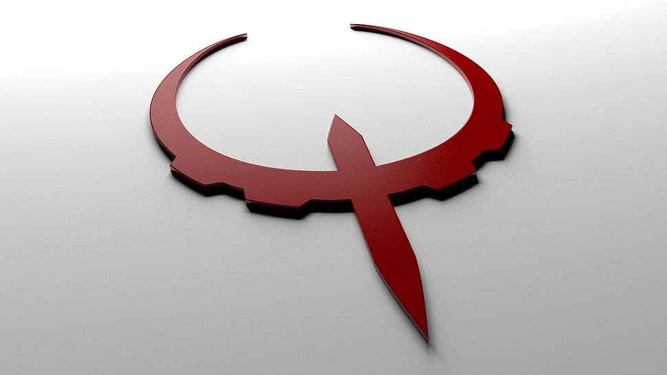 red crescent shape with spear logo HD wallpaper
