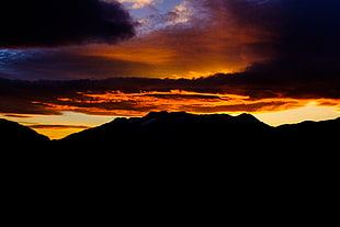 orange clouds, Mountains, Sky, Sunset
