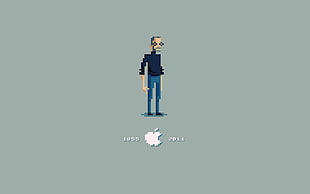man in black 3/4-sleeved shirt and blue pants artwork, Steve Jobs