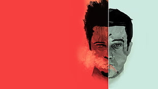 man's face illustration, Fight Club, movies, Brad Pitt, Tyler Durden HD wallpaper