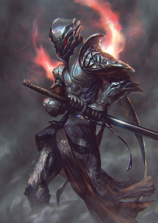 Dark Souls Swordsman illustration, warrior HD wallpaper