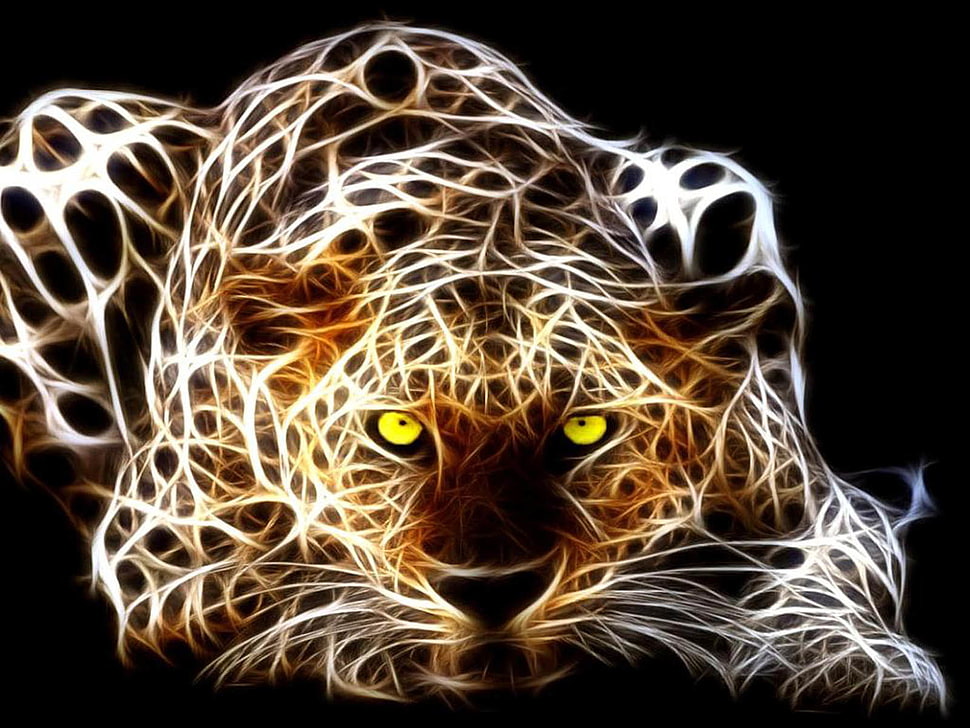 white Tiger digital artwork HD wallpaper