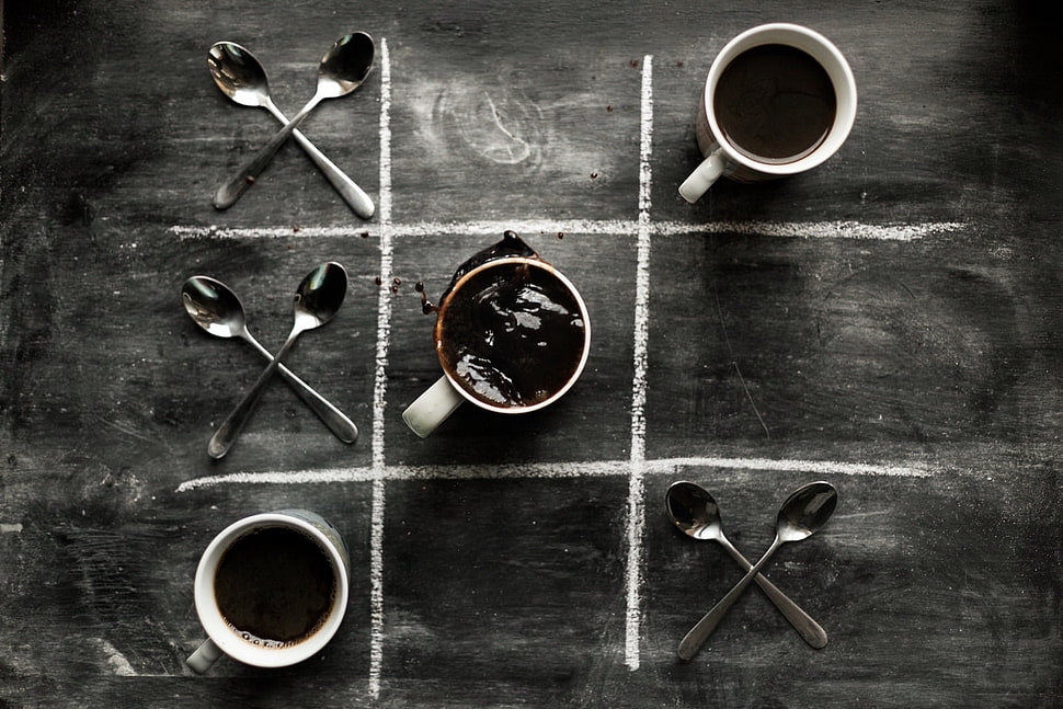 black and gray metal tool, cup, coffee, spoon HD wallpaper
