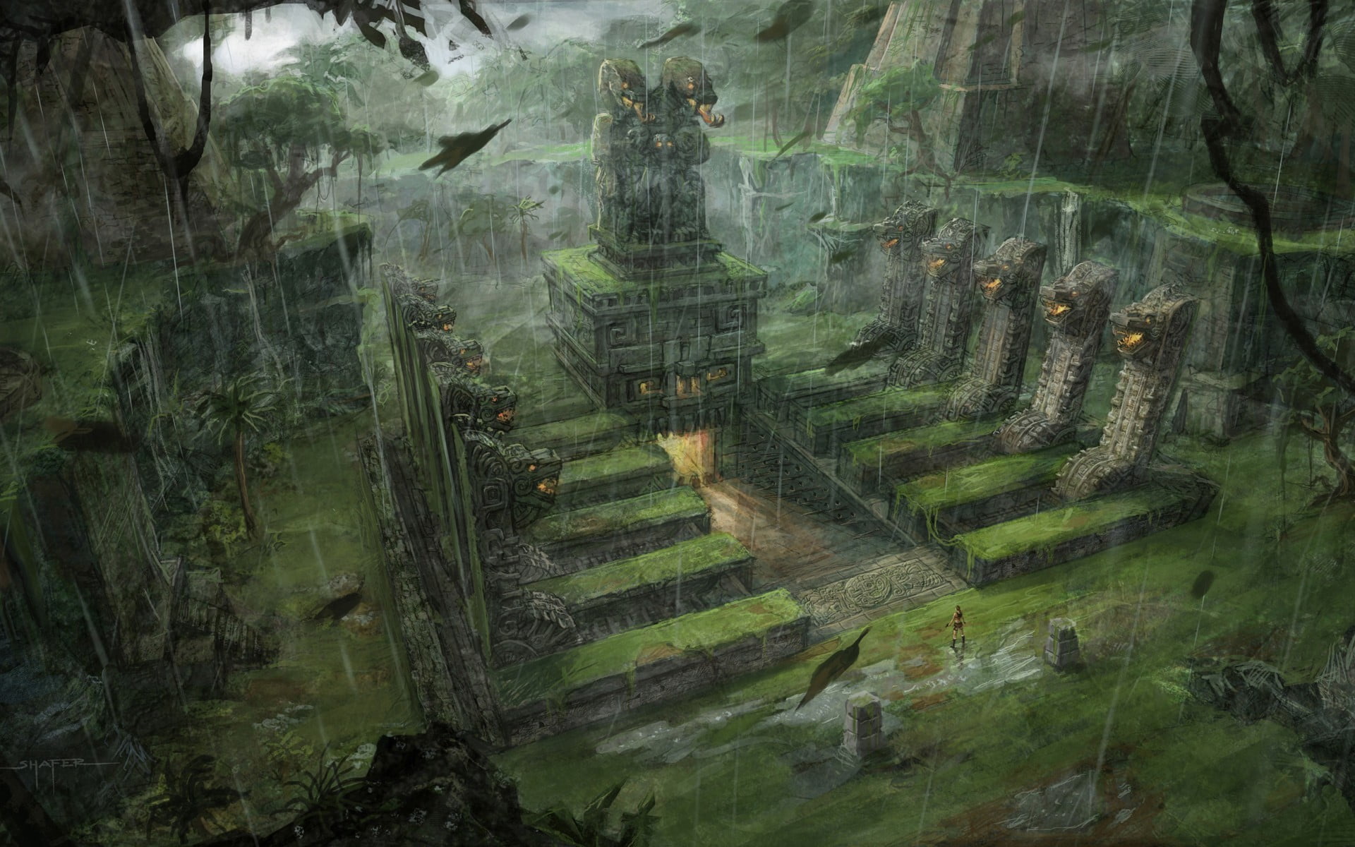 Ancient Ruin Illustration Fantasy Art Lara Croft Tomb Raider Video Games Hd Wallpaper Wallpaper Flare