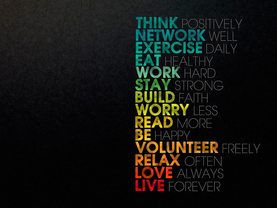 think positively network well exercise text, text HD wallpaper