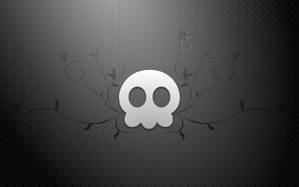 white skull with leaves graphics wallpaper HD wallpaper