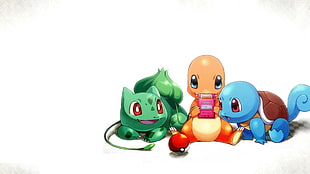 Pokemon Charmander, Bulbasaur, and Squirtle, Pokémon, Charmander, Bulbasaur, Squirtle