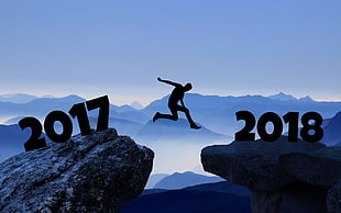 silhouette of man jumping, artwork, 2017 (Year), 2018 (Year), jumping HD wallpaper