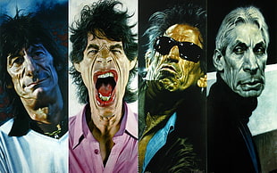 The Rolling Stones band, Rolling Stones, caricature, Mick Jagger, Keith Richards