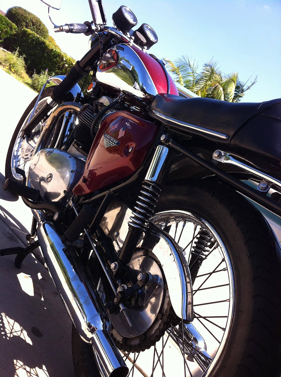 Red and black standard motorcycle, motorcycle, 1968 BSA lightning HD ...